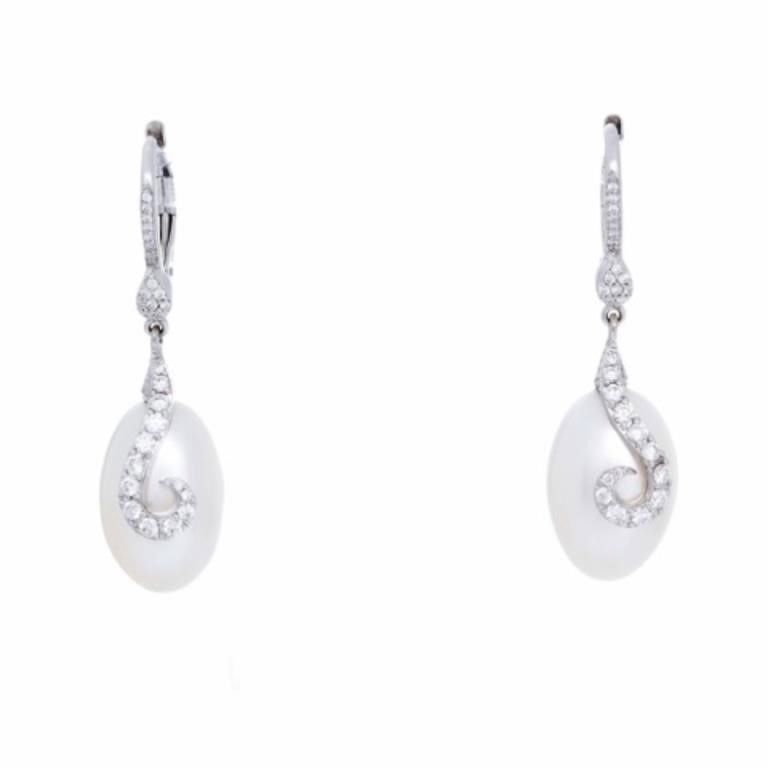 Rhonda Faber Freshwater Cultured Pearl and Diamond Earrings