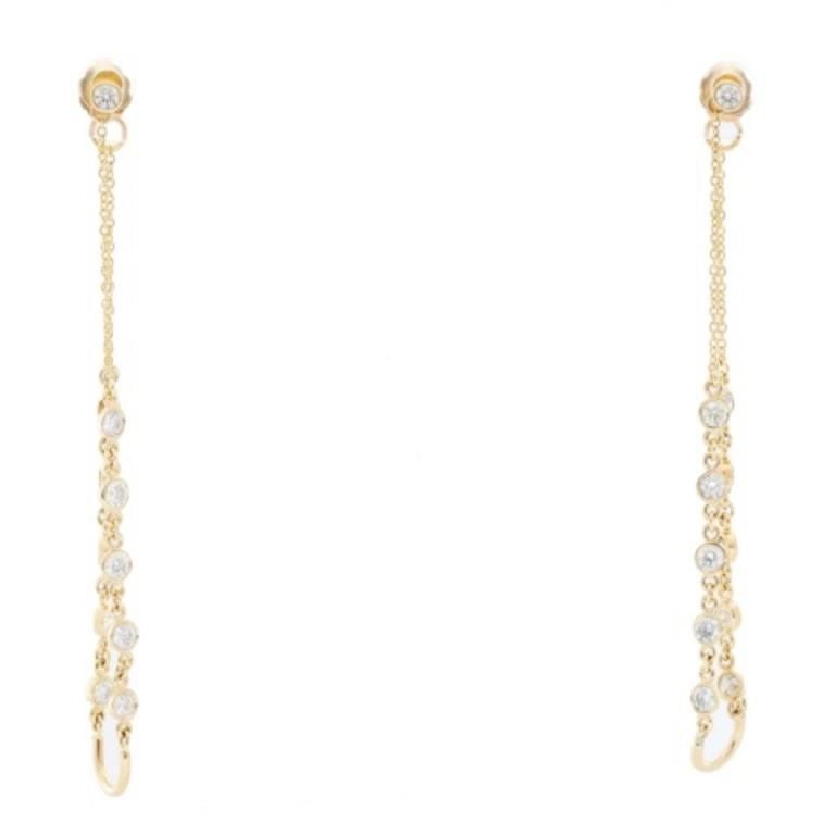 18K Yellow Gold " Diamond by the Yard" Hoop Earrings