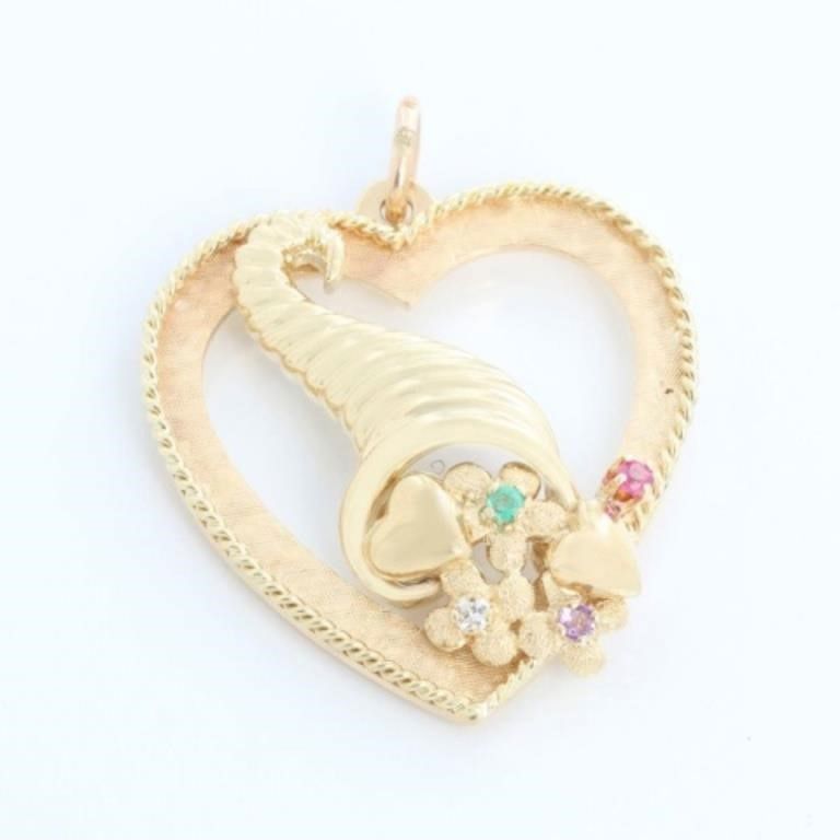 Cartier 14K Yellow Gold Horn of Plenty Heart Pendant