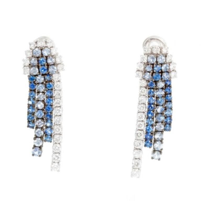 Diamond & Sapphire White Gold Earrings