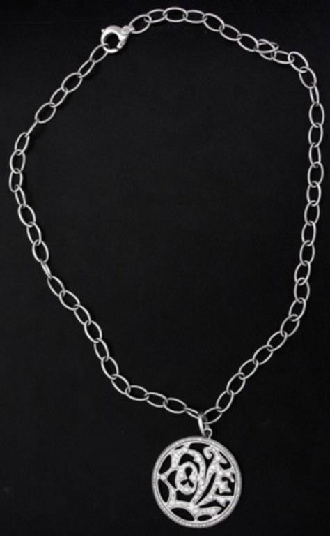 Beautiful 18K White Gold and Diamond LOVE Pendant
