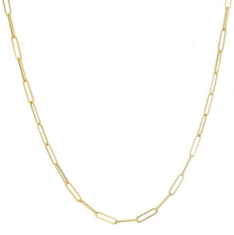 14K Yellow Gold Paper Clip Chain Necklace