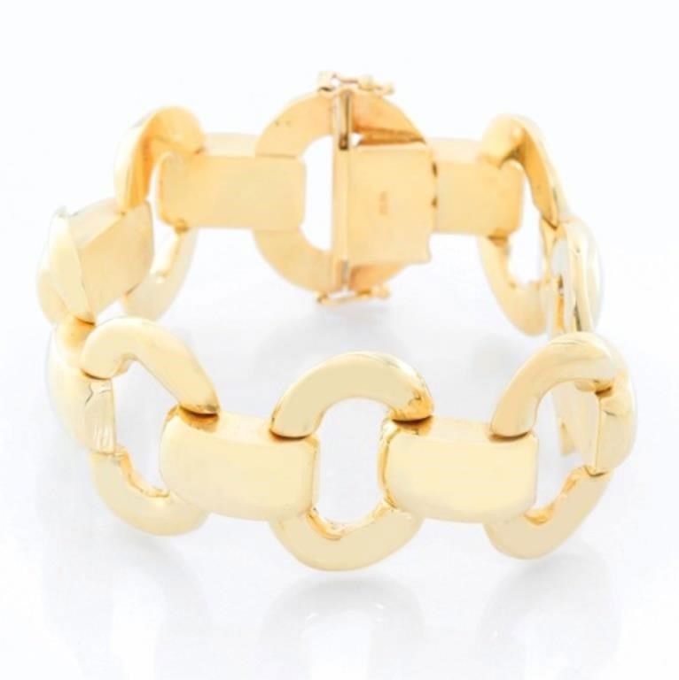 14K Yellow Gold Oval Link Bracelet