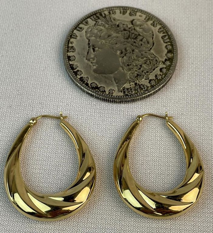 Vintage 14k yellow gold twisted hoop earrings