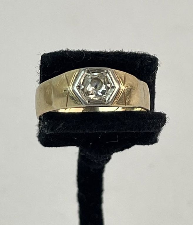 Antique Art Deco 8k two tone gold and diamond ring