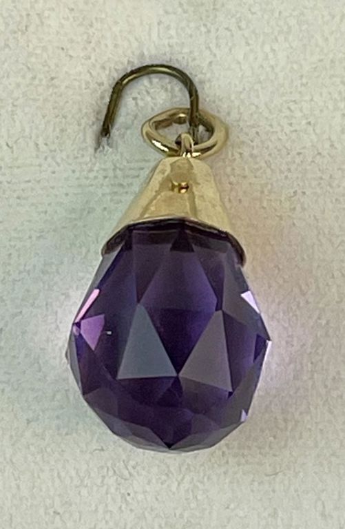 Vintage amethyst briolette pendant with 14k gold bail