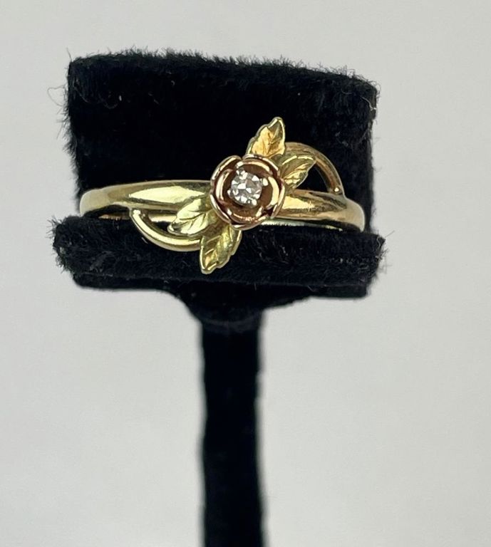 Vintage 14k yellow & rose gold diamond promise ring