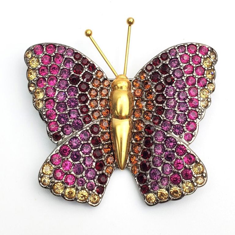 Swarovski crystal butterfly brooch pin