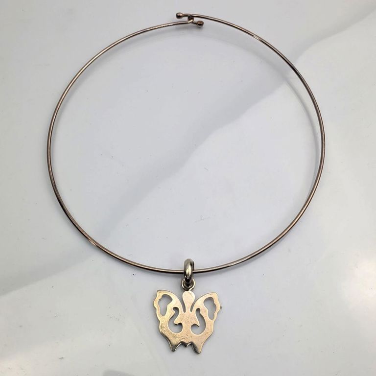 Tiffany & Co. sterling silver collar disc necklace with butterfly pendant
