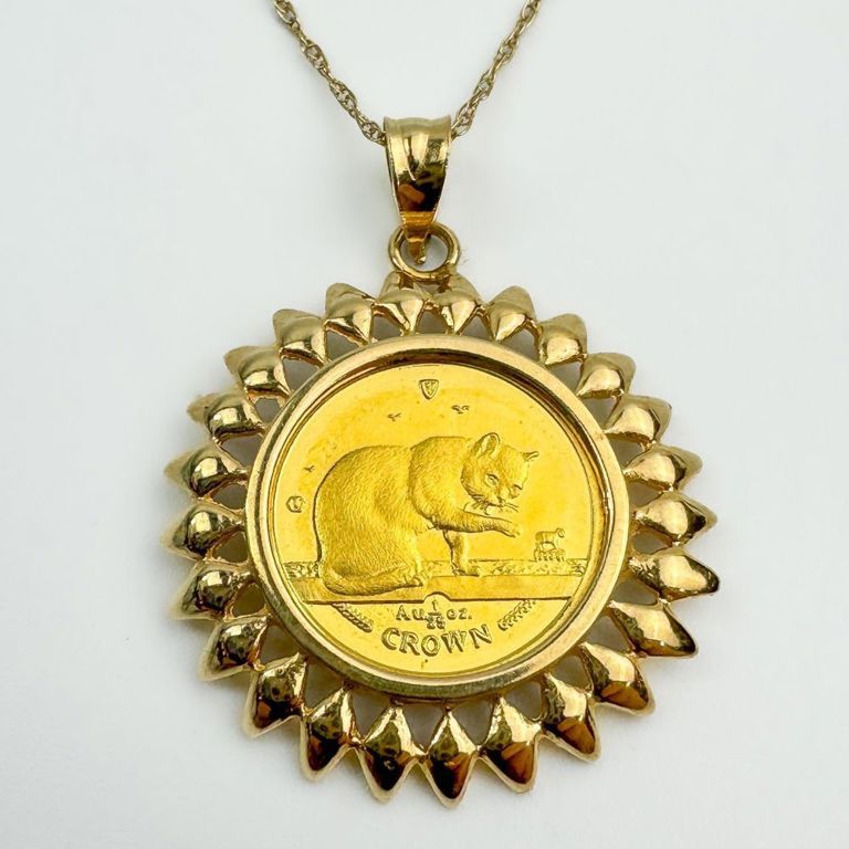 Queen Elizabeth Isle of Man gold coin necklace