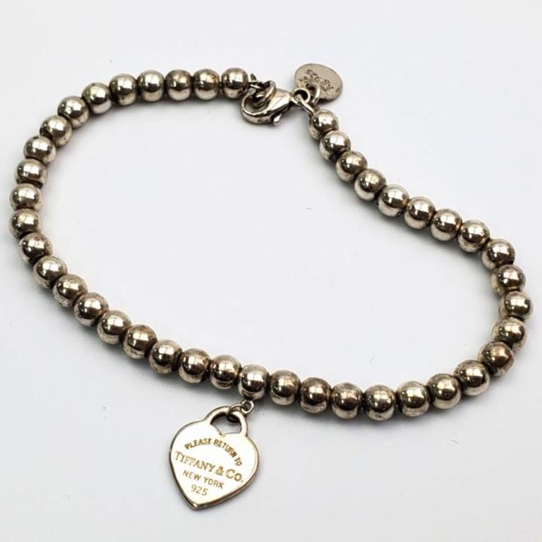 Tiffany & Co. sterling silver heart tag bead bracelet
