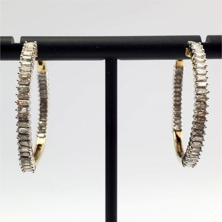 Silver and diamond earrings