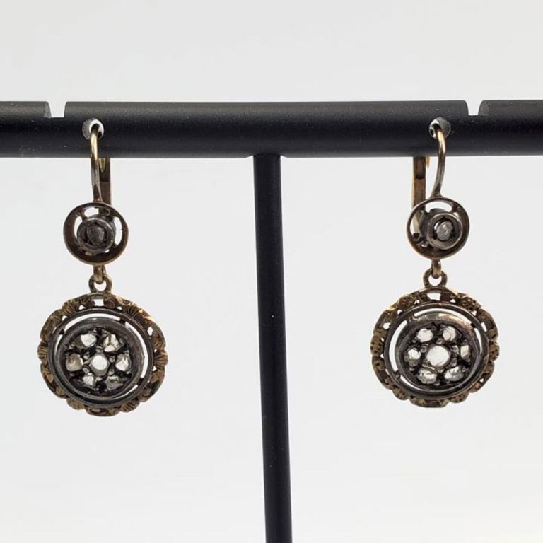 14k gold Art Deco style dangle earrings