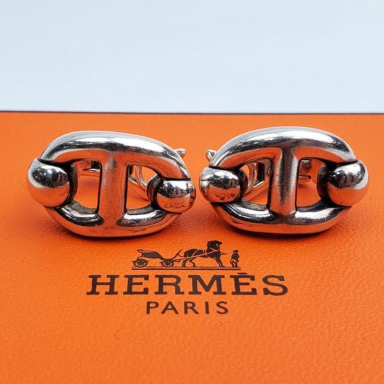 Hermès Chaine D'Ancre sterling silver clip-on earrings