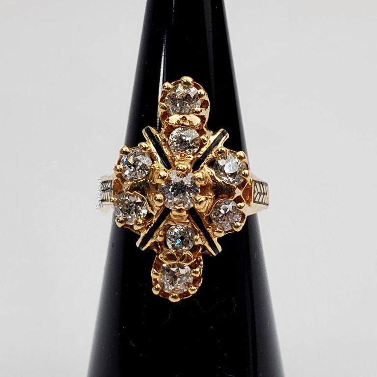 14k yellow gold and diamonds cocktail ring
