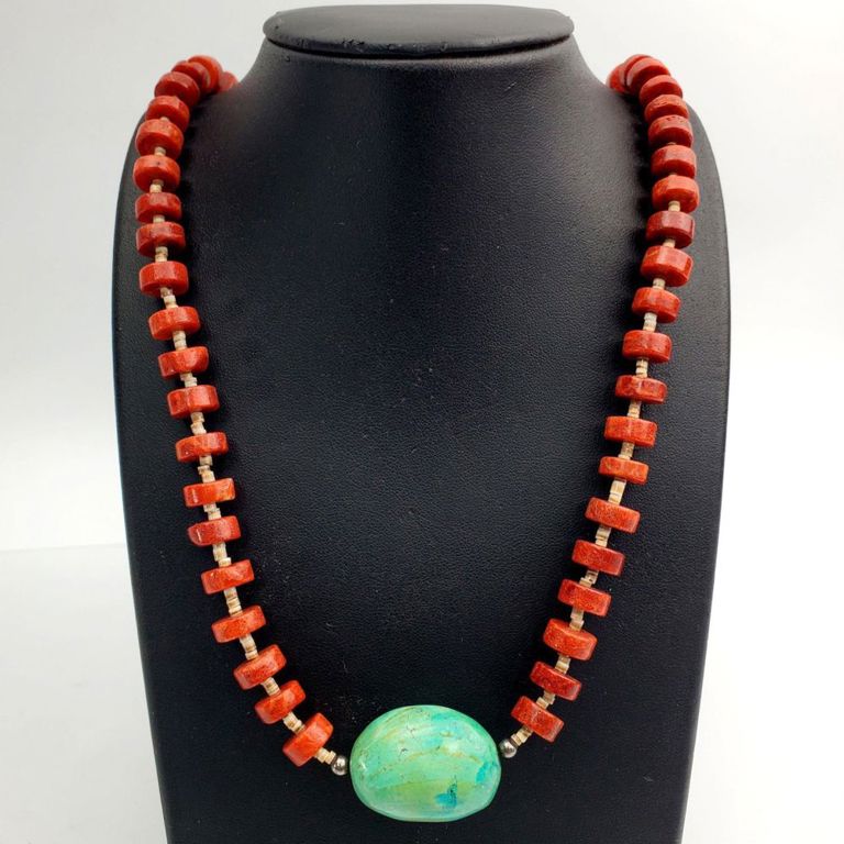 Heishi Jewelry Necklace w/ Turquoise, Other Beads
