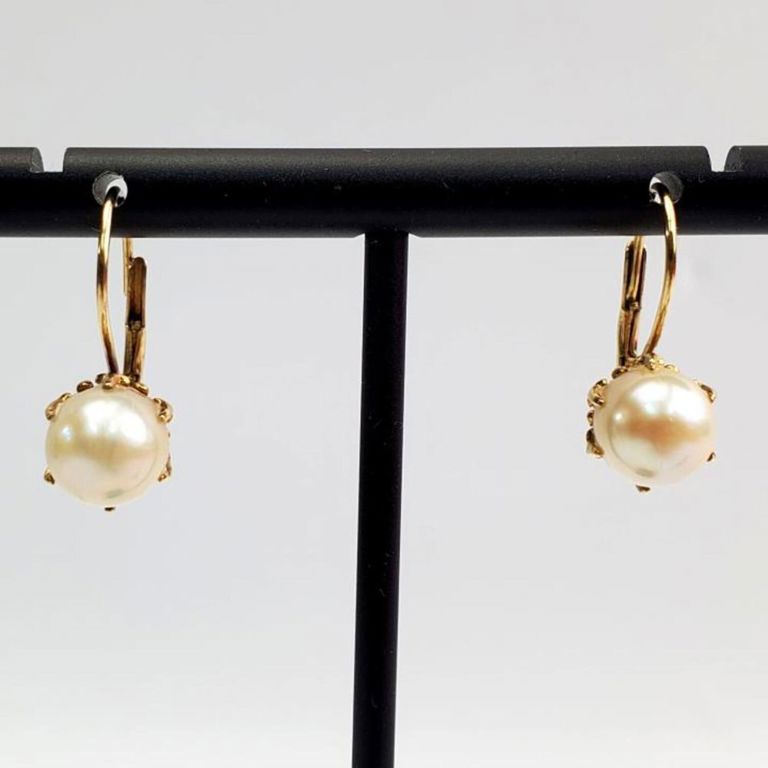 14k gold and pearl earrings