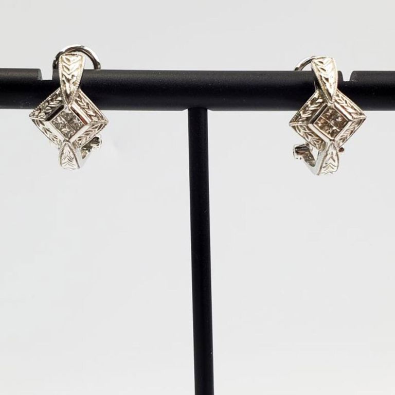 14k white gold and diamond earrings