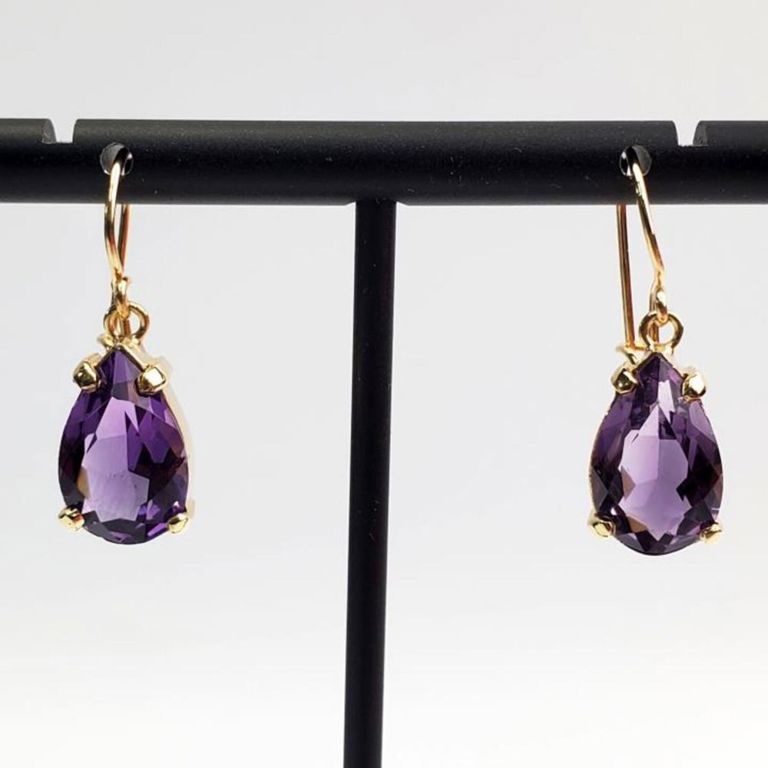 14k gold and amethyst earrings