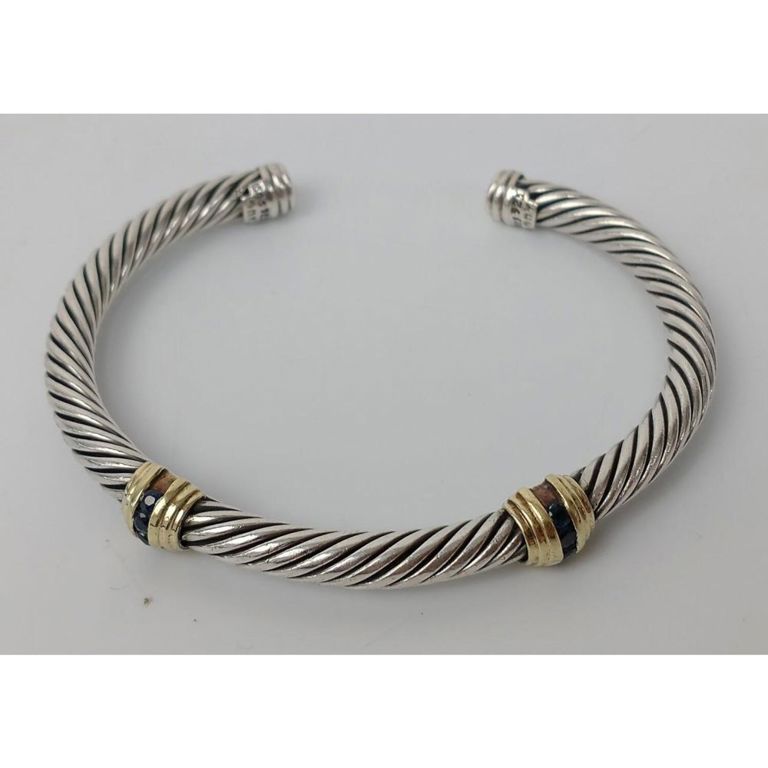 David Yurman sterling silver, 14k gold and sapphire bracelet