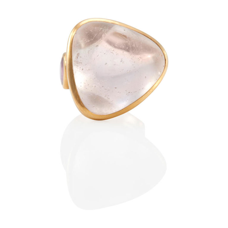 18k yellow gold morganite and pink sapphire ring