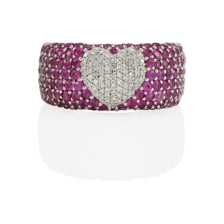 14k white gold ruby and diamond ring