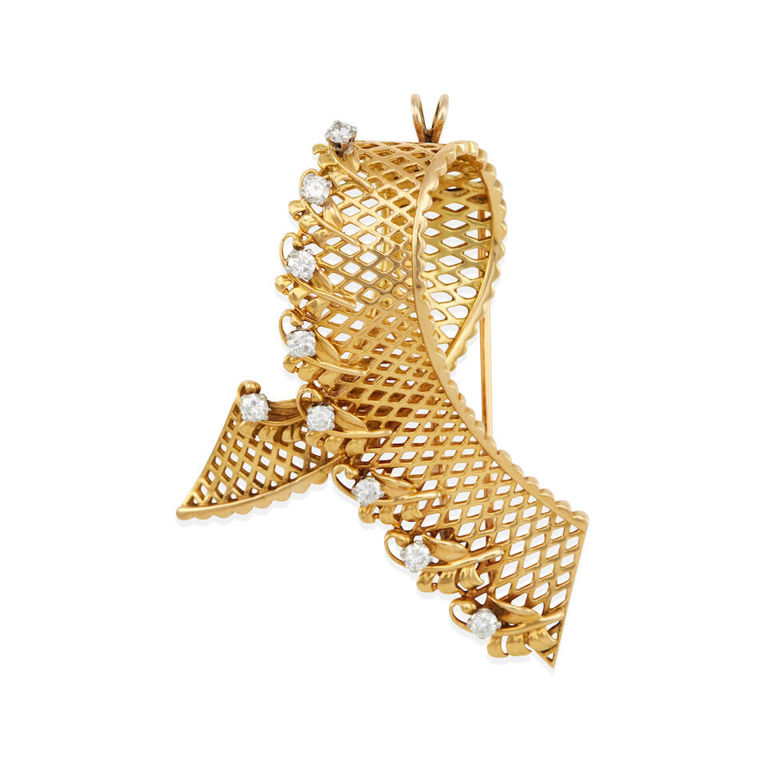 18k gold and diamond brooch