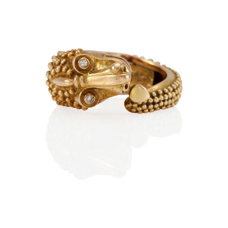 14k gold and diamond serpent ring