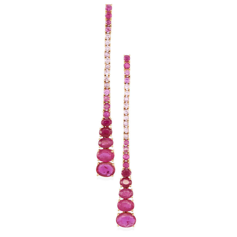 18k gold and ruby drop earrings
