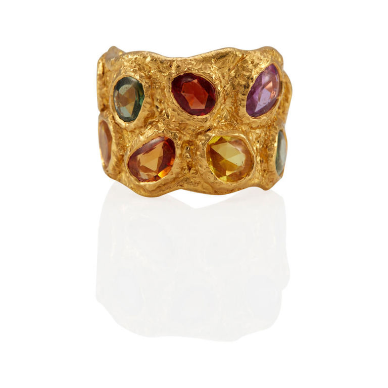 22k gold and multi-color sapphire ring