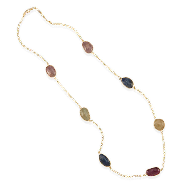 14k gold and gem-set necklace