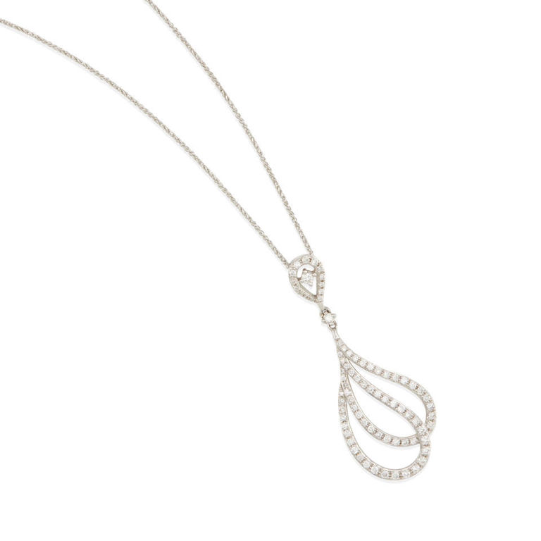 18k white gold and diamond pendant necklace