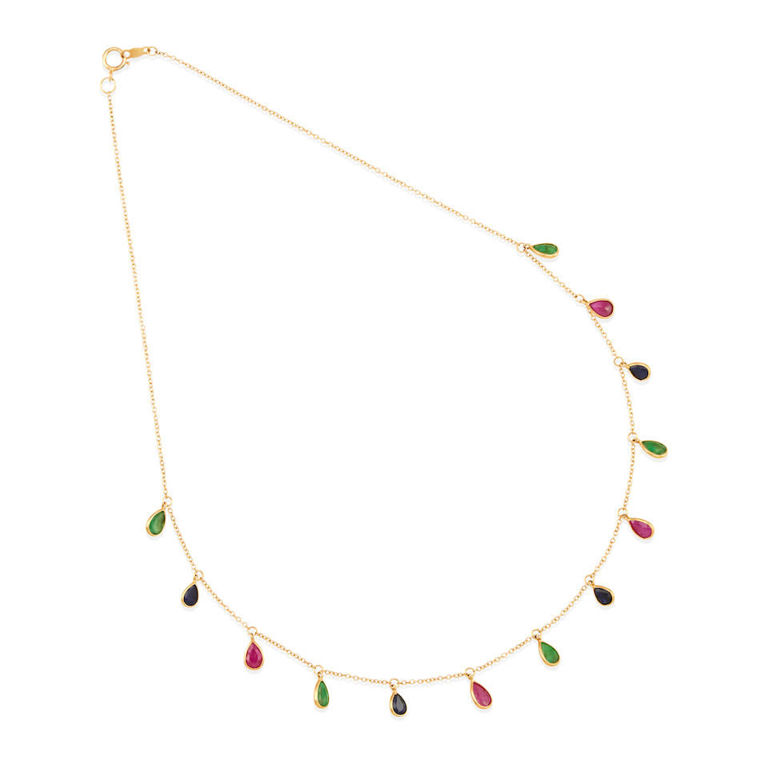 14k gold and gem-set necklace