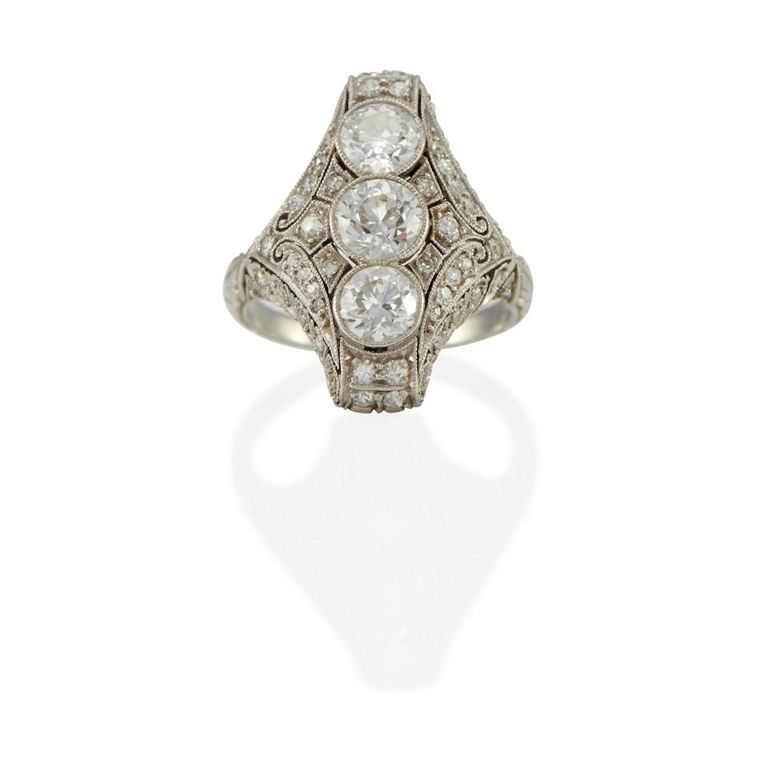 Platinum and diamond ring