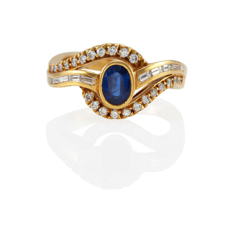 18k gold, sapphire and diamond ring
