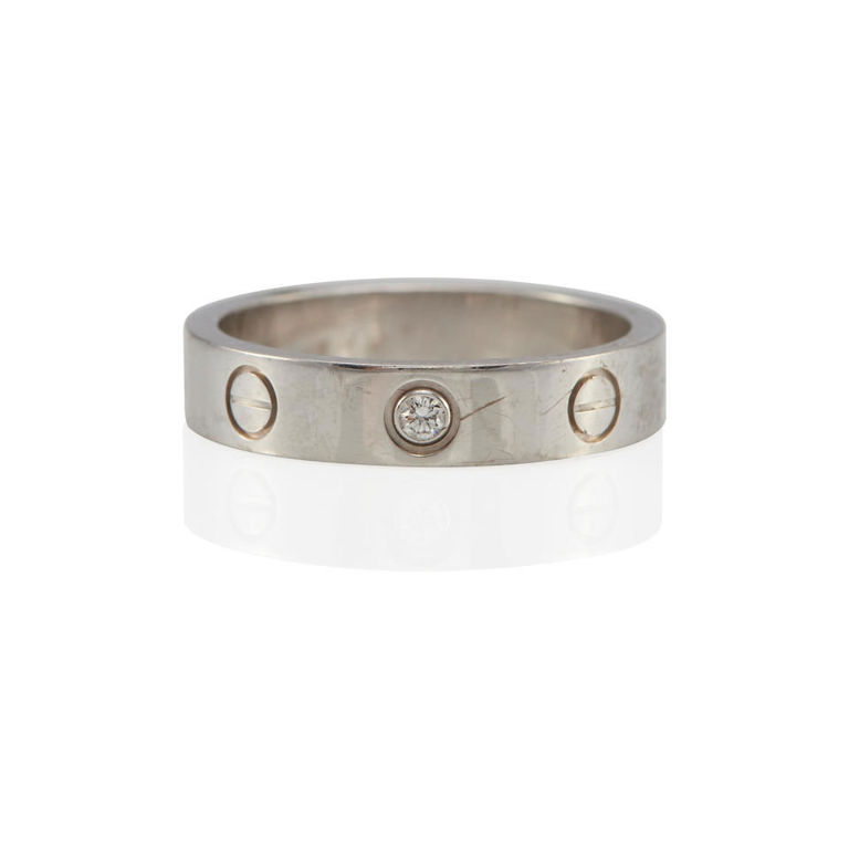 18k white gold and diamond 'Love' ring