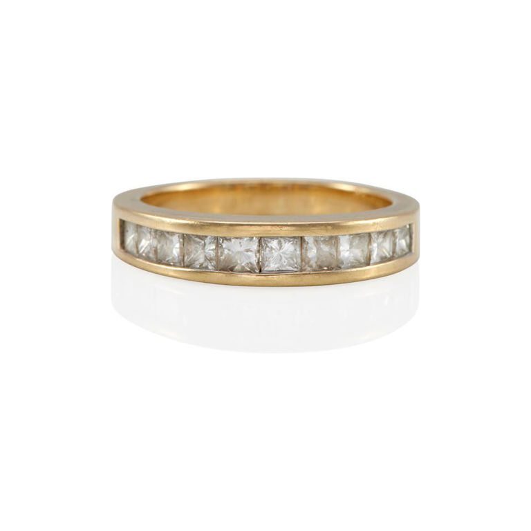 14k gold and diamond half eternity band