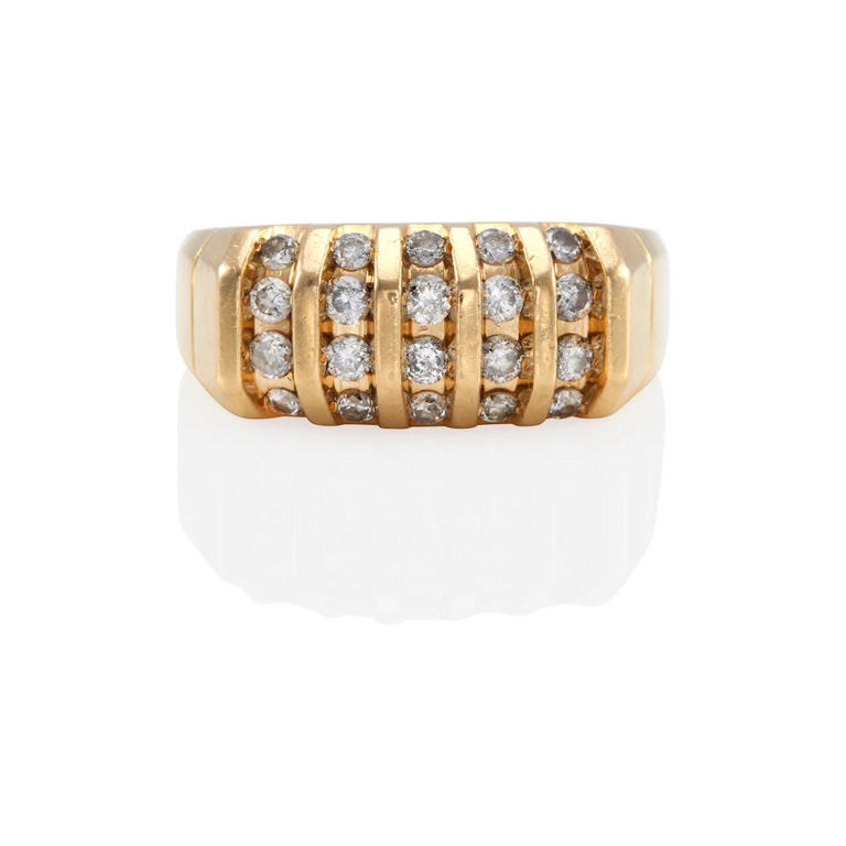 14k gold and diamond channel set ring