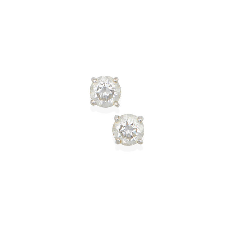 14k white gold and diamond stud earrings