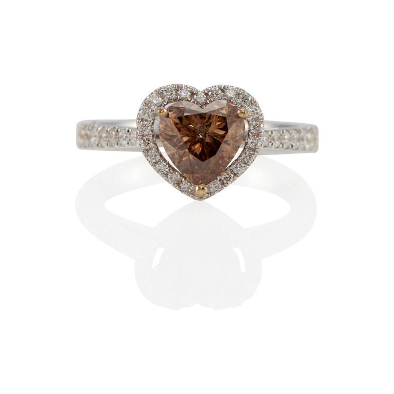 18k white gold, fancy brown diamond and diamond ring