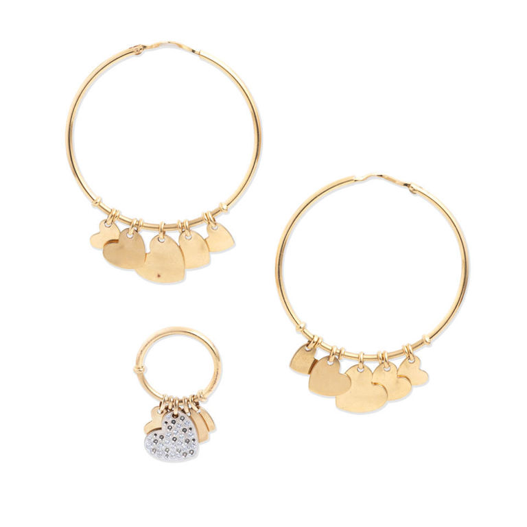 Earhoops and diamond-set ring
