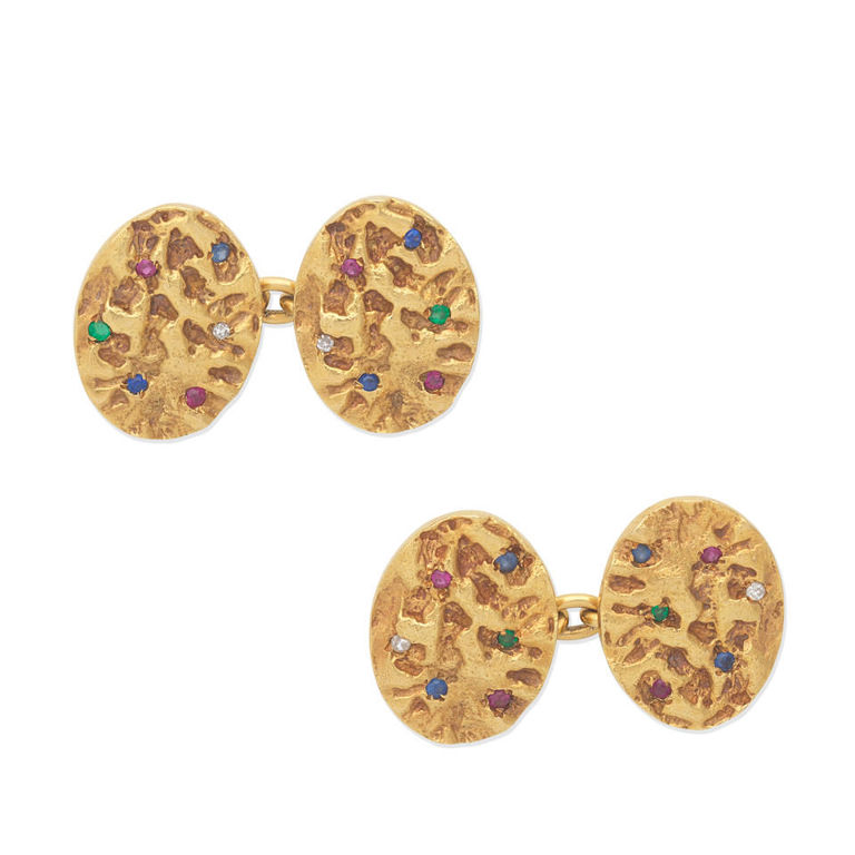 Gem-set cufflinks