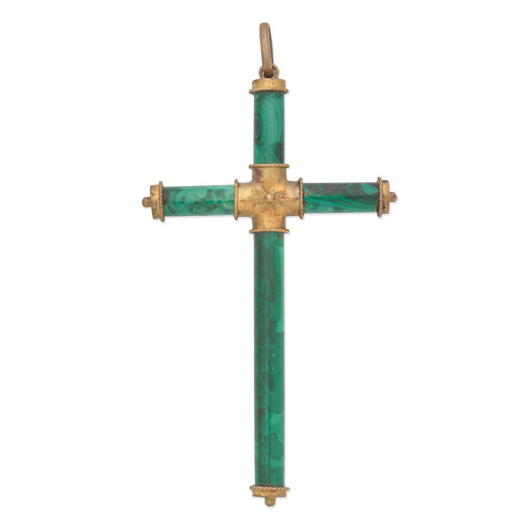 Malachite cross pendant