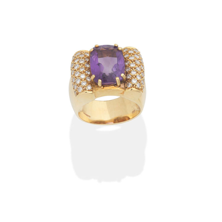 Amethyst and diamond dress ring