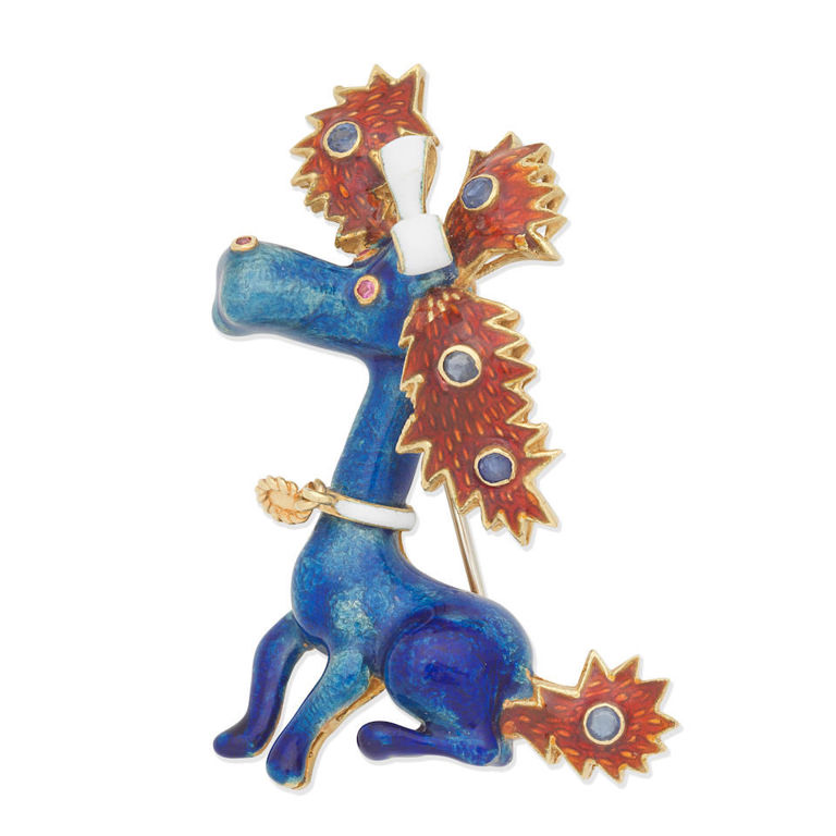 Enamel and gem-set novelty brooch
