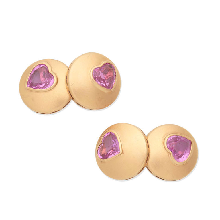 Pink sapphire cufflinks