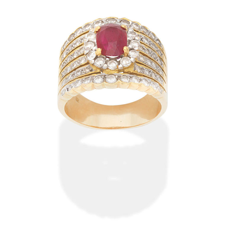 Ruby and diamond ring