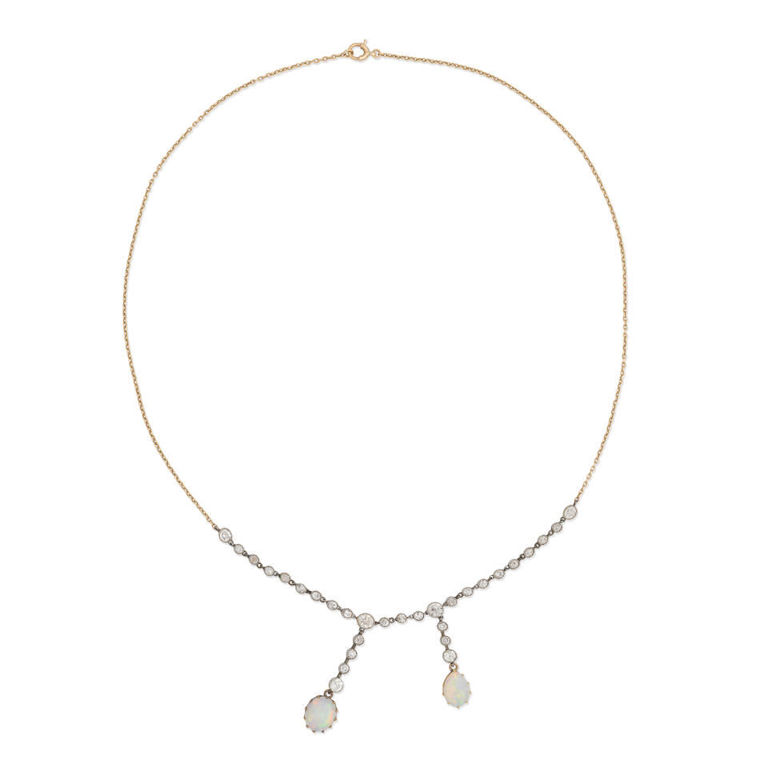 Opal and diamond necklace
