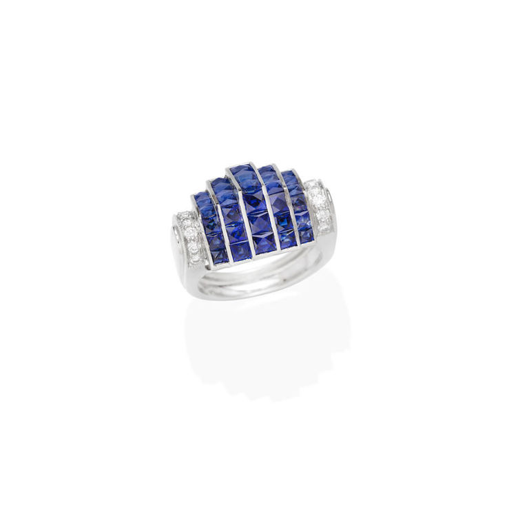 Sapphire and diamond dress ring