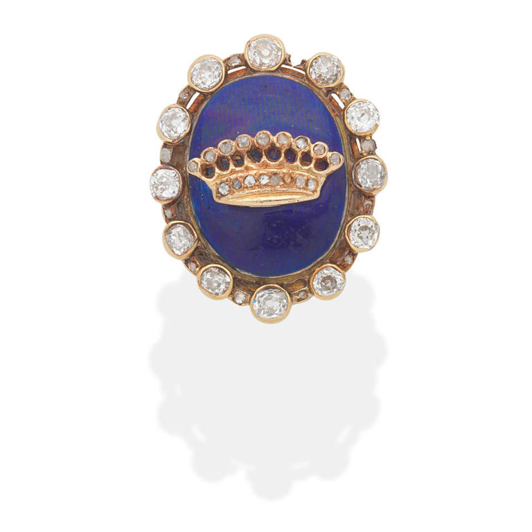 Enamel and diamond ring